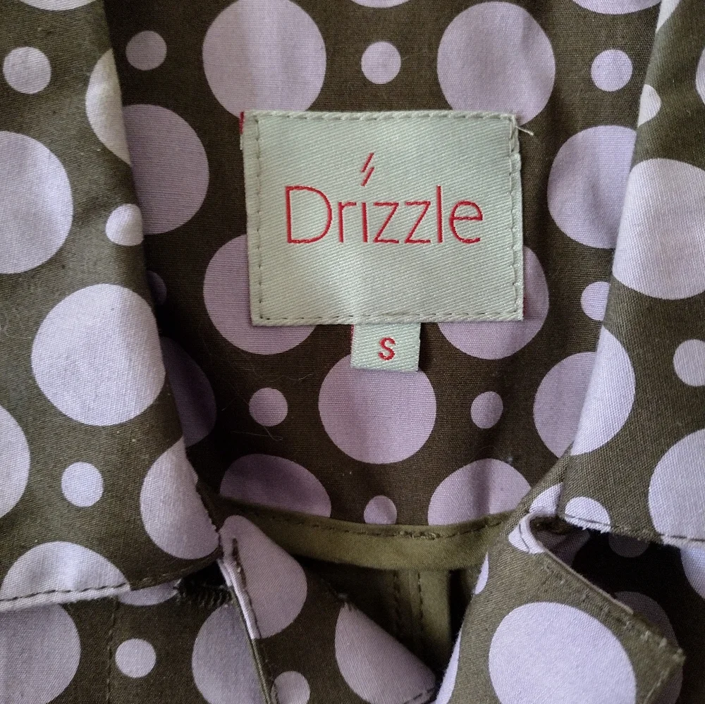 Drizzle Lavender Brown Polka Dot Raincoat Size Small - Picture 5 of 5